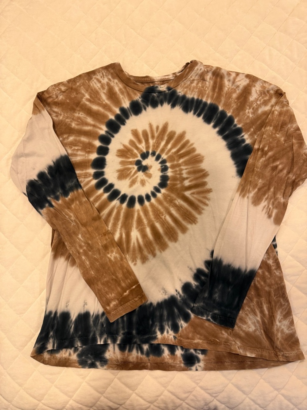BP Brown & Black Spiral Tie-Dye Long Sleeve Top
